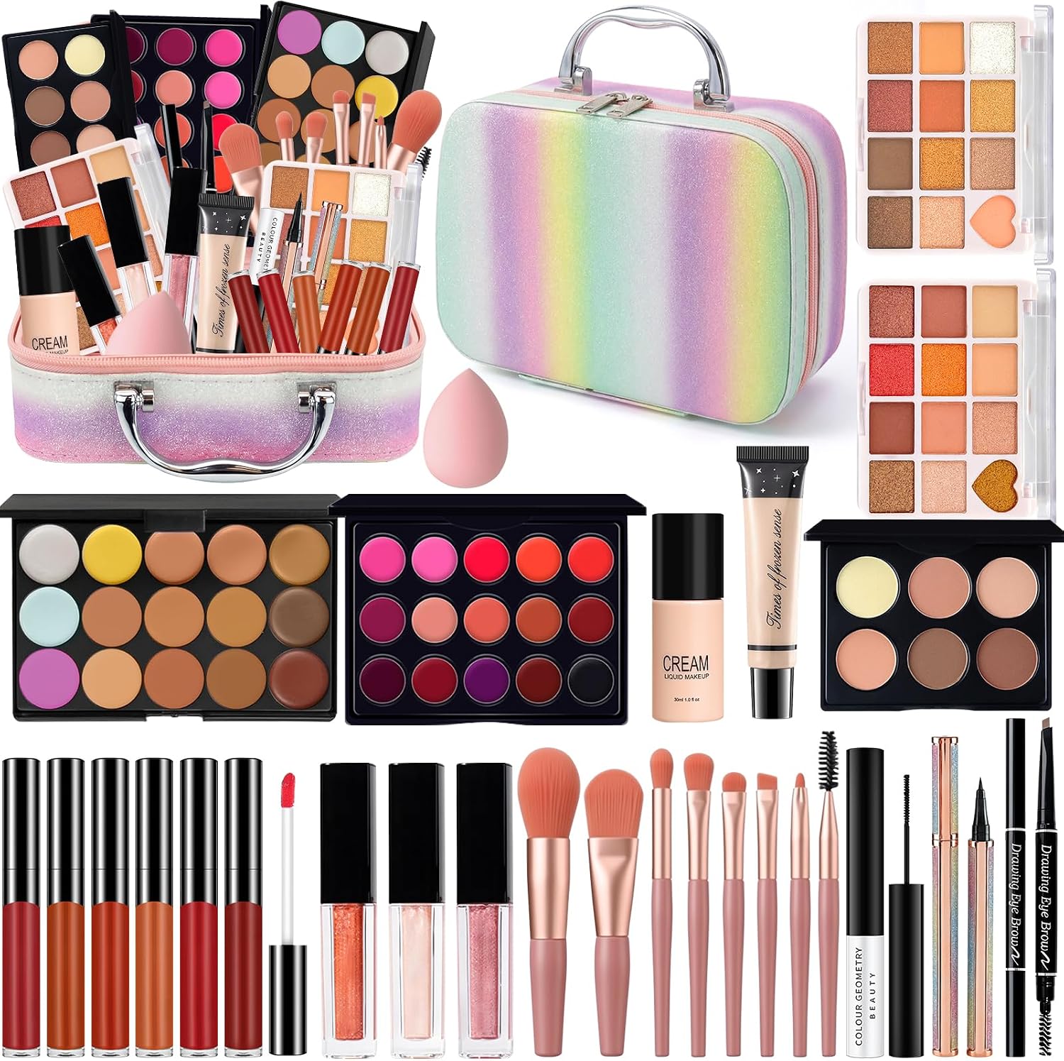 Detalle de Muiefe Set Trucchi con Trousse Trucchi: kit completo con palette, occhi, labbra e accessori