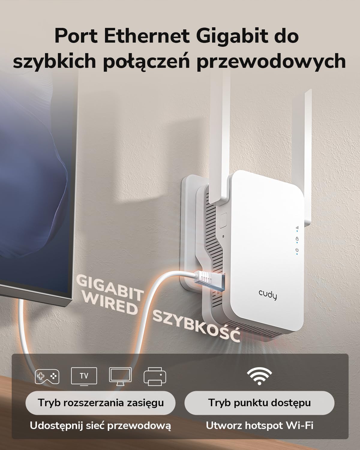 Thumbnail 3 de Cudy BE3600 RE3600 – wzmacniacz Wi-Fi 7 z Mesh i Gigabit Ethernet