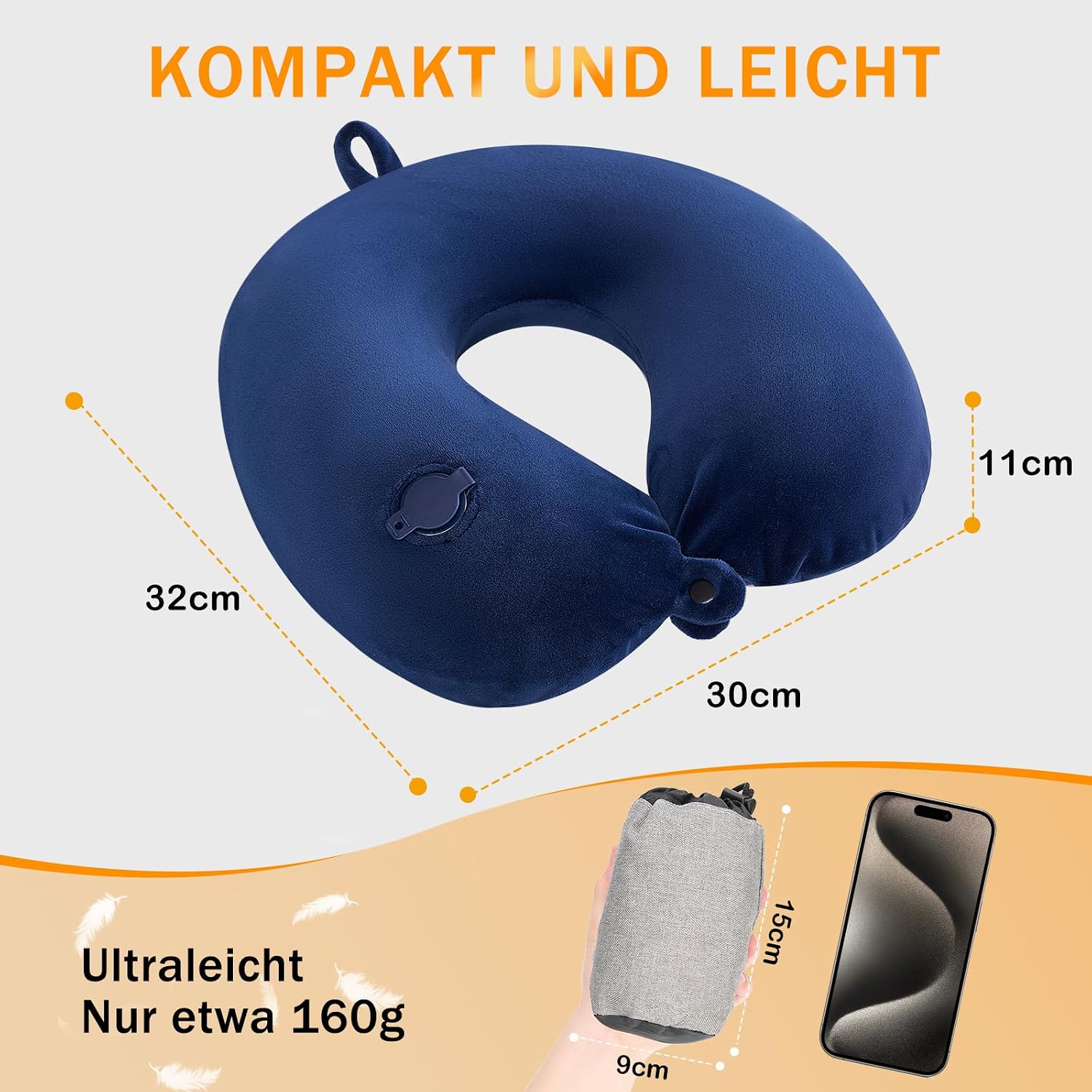 Thumbnail 6 de JetsCush Nackenkissen Flugzeug Aufblasbar – kompakt, leicht und inklusive Schlafmaske & Ohrstöpsel