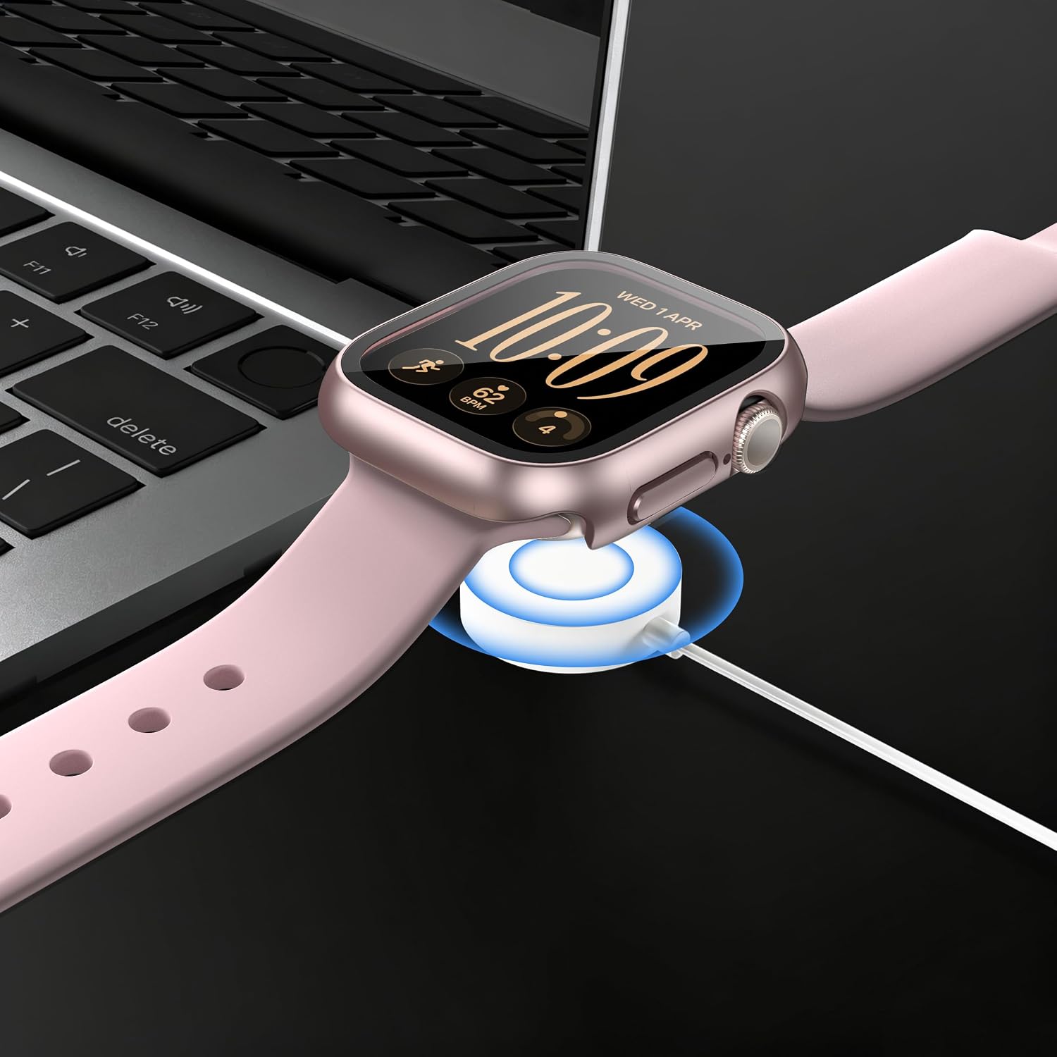 Thumbnail 6 de JZK Apple Watch Series 12 42mm用ケース 強化ガラス一体型 ピンク・ホワイト 2個セット