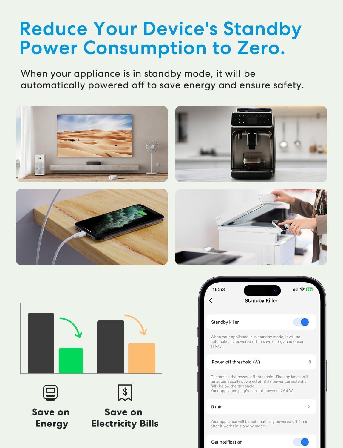 Thumbnail 6 de Meross Matter Smart Plug Mini with Energy Monitoring (13A) – 4 Pack, Wi‑Fi control with voice remote