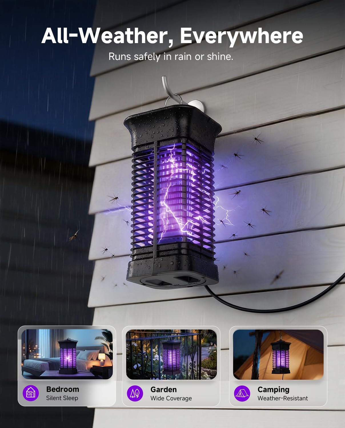 Thumbnail 5 de Insektenvernichter Elektrisch – Mückenlampe mit UV-Licht, IPX4 Wasserdicht, Wirksam gegen Fliegen und andere Insekten