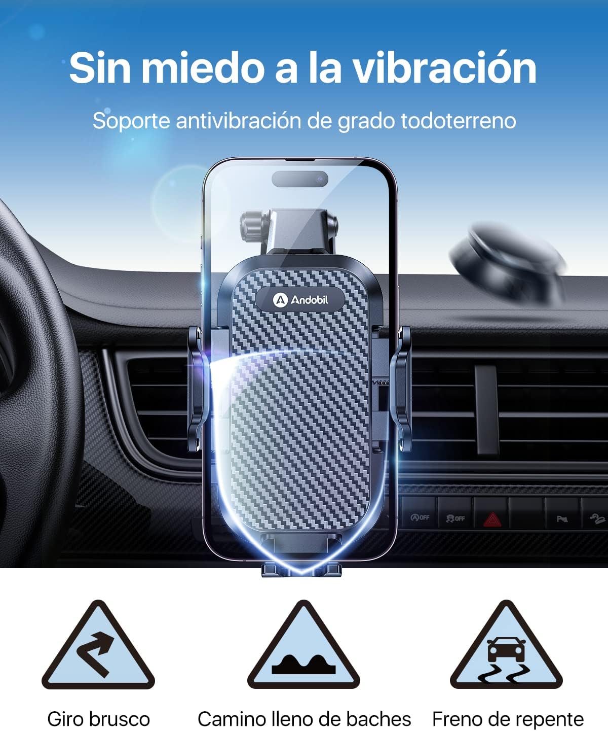 Thumbnail 3 de andobil Soporte Móvil Coche 3 en 1 con Ventosa