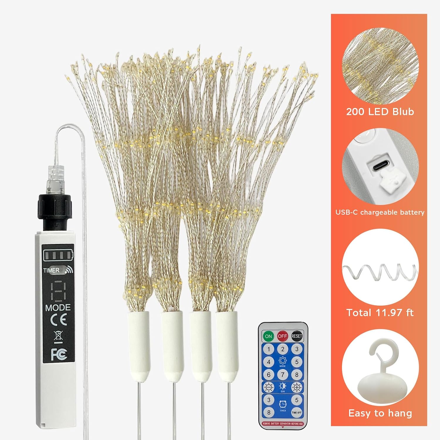 Thumbnail 5 de Firework Lights 200-LED Waterproof String Lights ๐