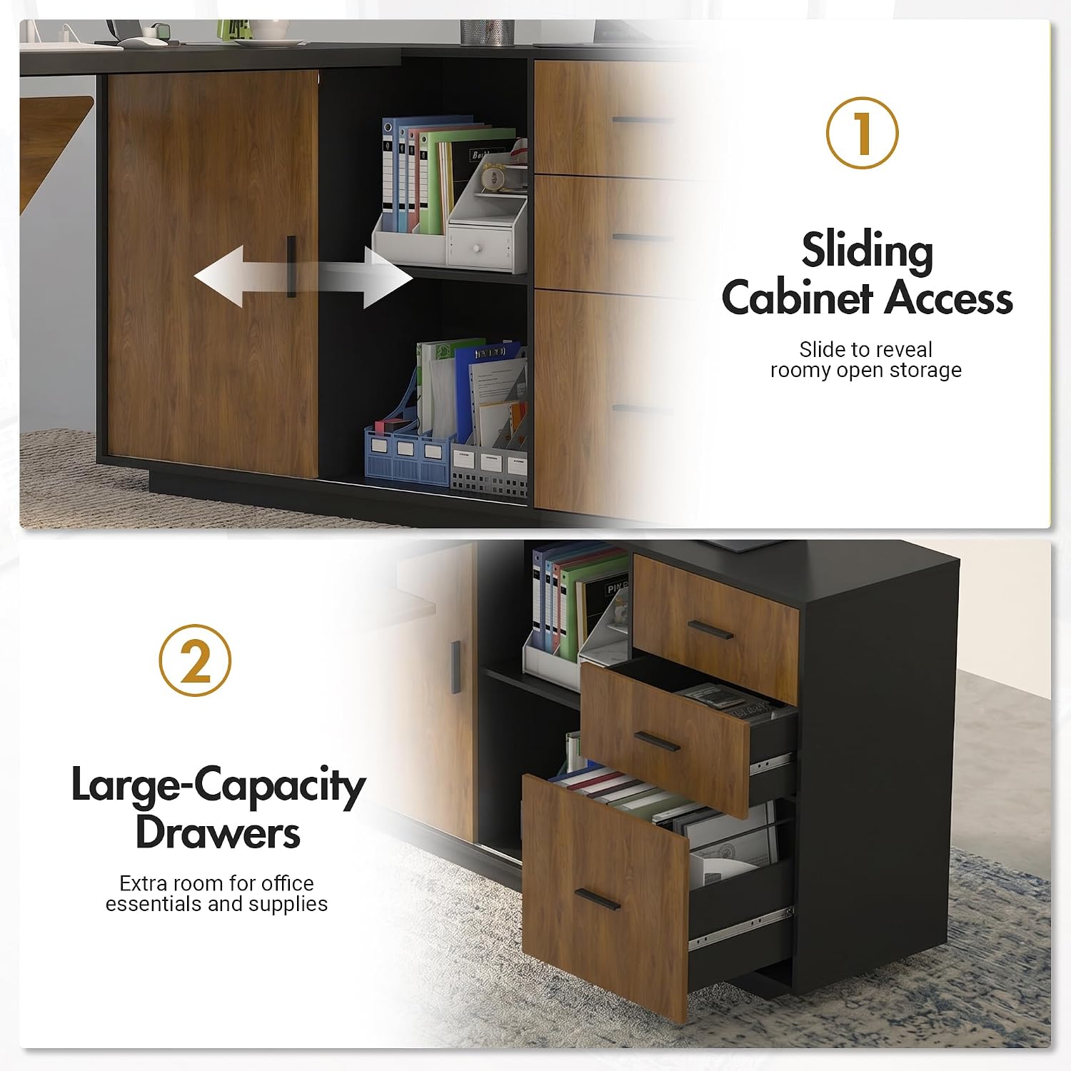 Detalle 2 de L-Shaped Executive Desk, 74.4-inch