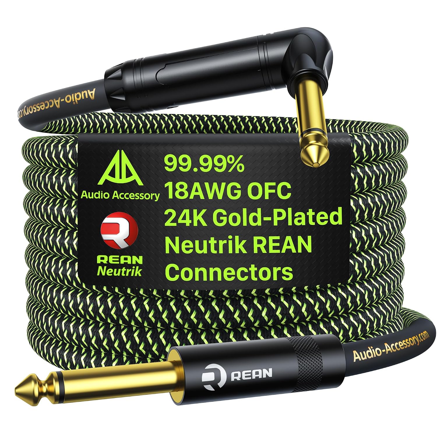 Detalle de AA AUDIO ACCESSORY AGC14RP Pro Series Guitar Cable, 10 ft Kevlar-Braided