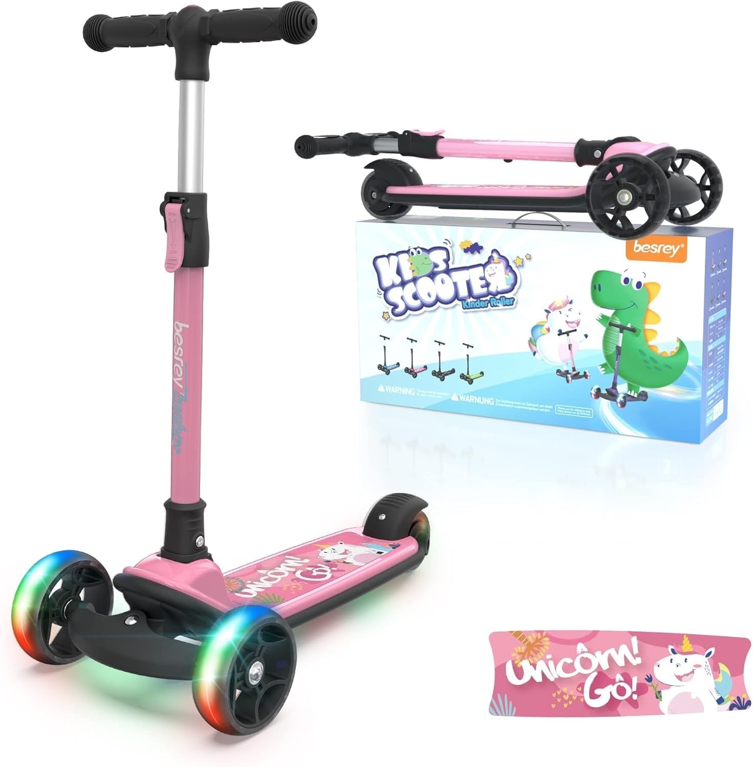 Detalle de besrey Kinder-Scooter Big Wheels, verstellbar 59–83 cm