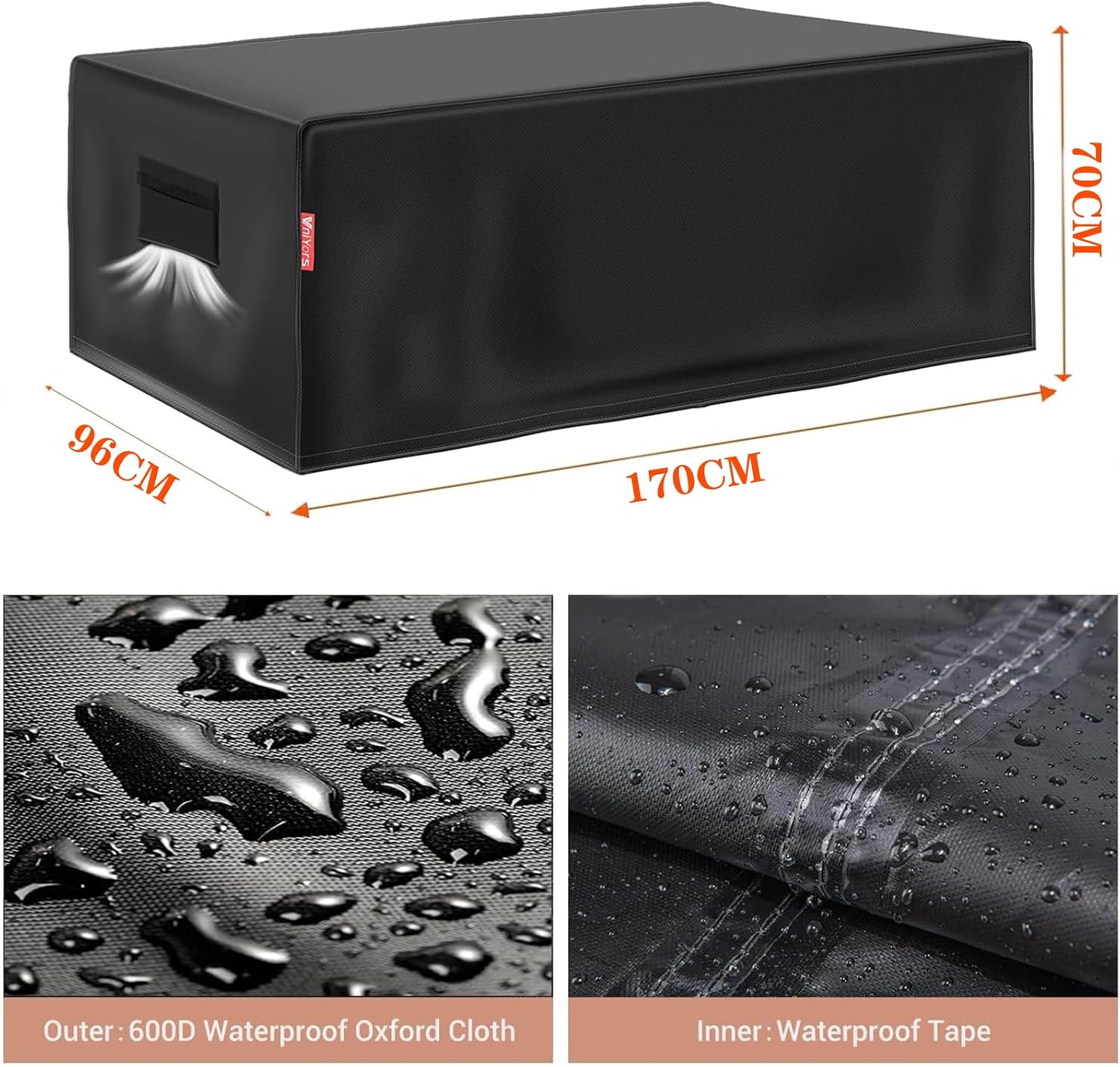 Detalle de VniYors Funda Mesa Exterior Impermeable ☔ 170x94x70cm