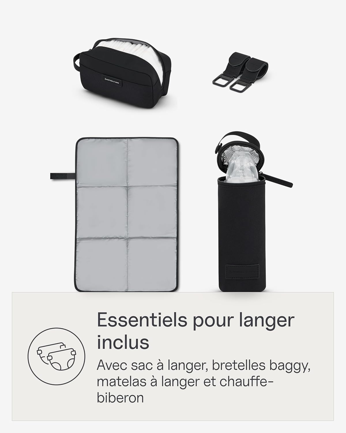 Thumbnail 6 de Kapten & Son Shopper Hellvi Diaper Set: Sac à langer 25 L avec fixation pour poussette et valise, trousse de toilette, matelas et porte-bouteille isotherme