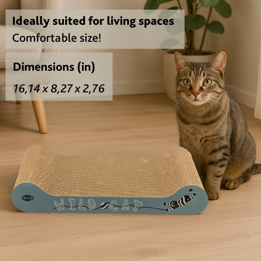 Thumbnail 5 de TRIXIE Wild Cat Scratching Board – Robust Corrugated Cardboard Cat Scratcher with Catnip (41 × 24 × 7 cm)