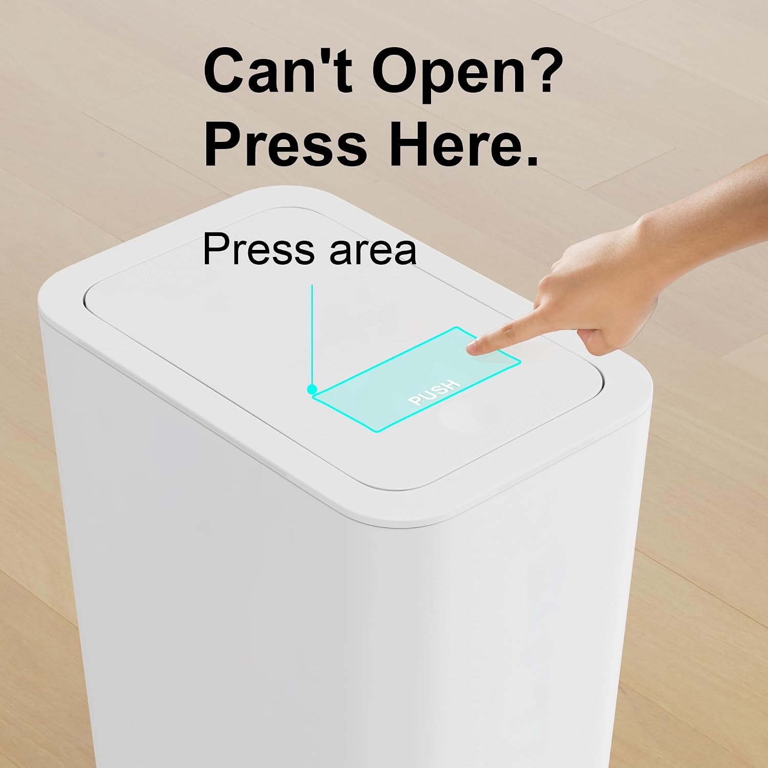 Detalle 2 de N. NETDOT 3-Pack Small Trash Cans, 2.6 Gallon, Pop-Up Lid, Off-White