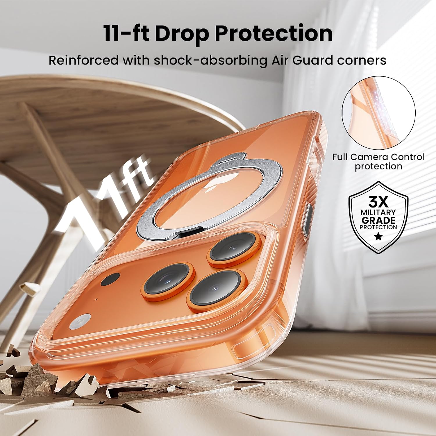 Detalle de Gyizho for iPhone 17 Pro Max Case with 360° Stand, MagSafe, and Protectors