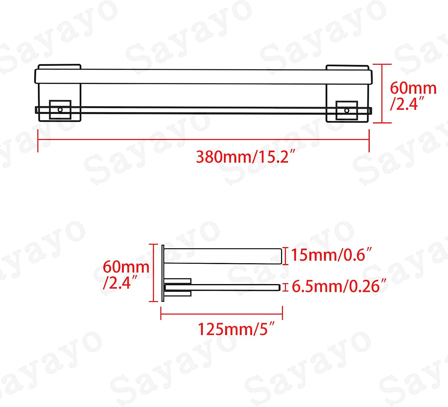 Thumbnail 1 de SAYAYO 38cm Black Tempered Glass Bathroom Shelf