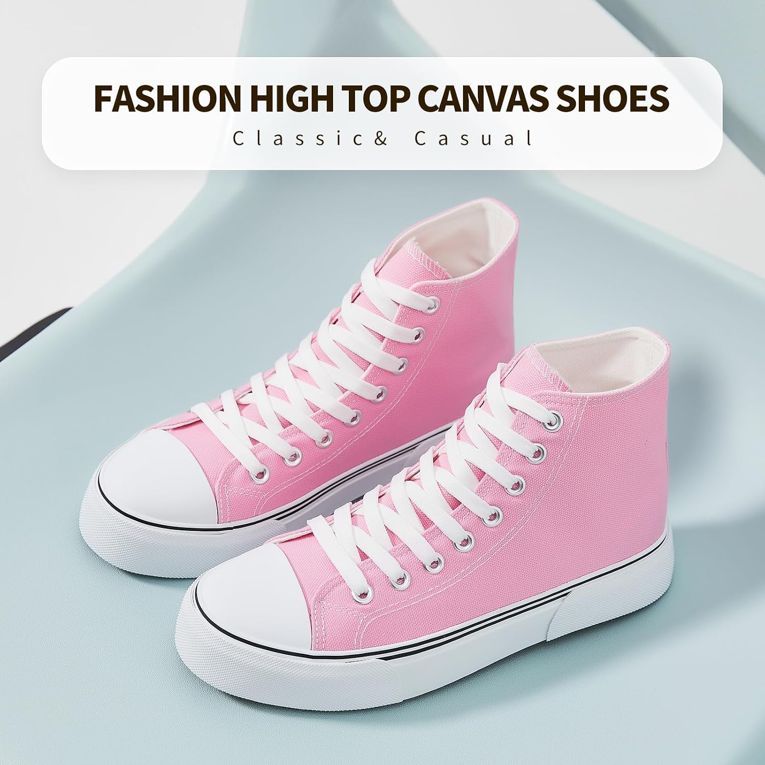Thumbnail 3 de hash bubbie High-Top Canvas Sneakers with Lace-Up Fit and Rubber Grip Sole