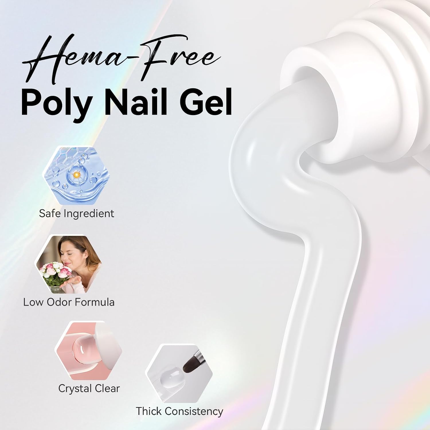 Thumbnail 1 de Makartt Hema-Free Poly Nail Gel Clear (50ML) — poly gel builder for natural-looking strength and 3D nail art