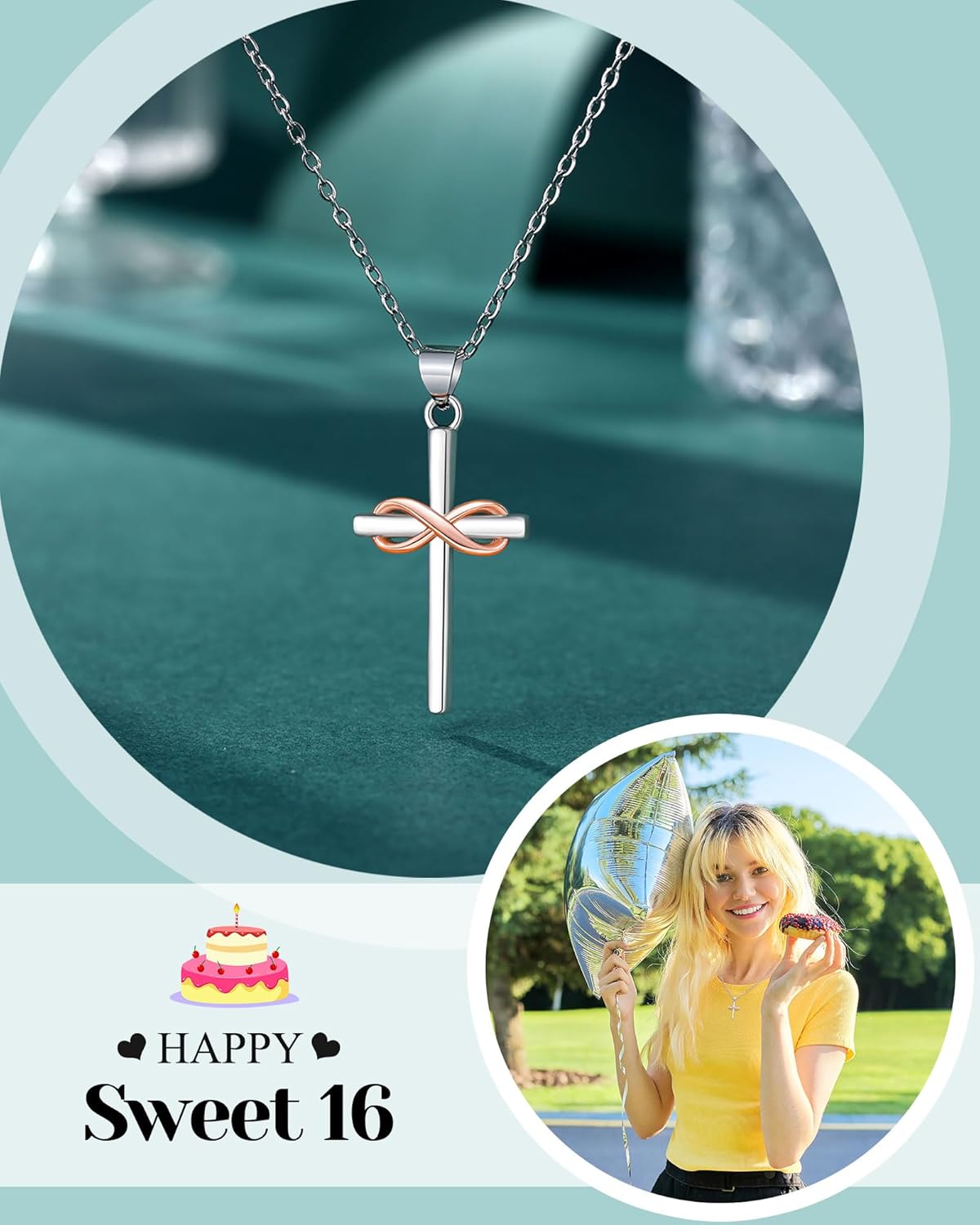 Detalle 2 de D Dongjiangjin Gift Happy 13th 16th 18th Birthday Necklace