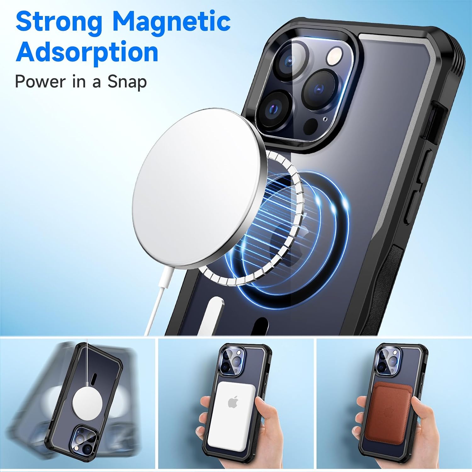 Thumbnail 6 de seacosmo Magnetic iPhone 15 Pro Max Case with built-in privacy glass screen protector (MagSafe) - Black