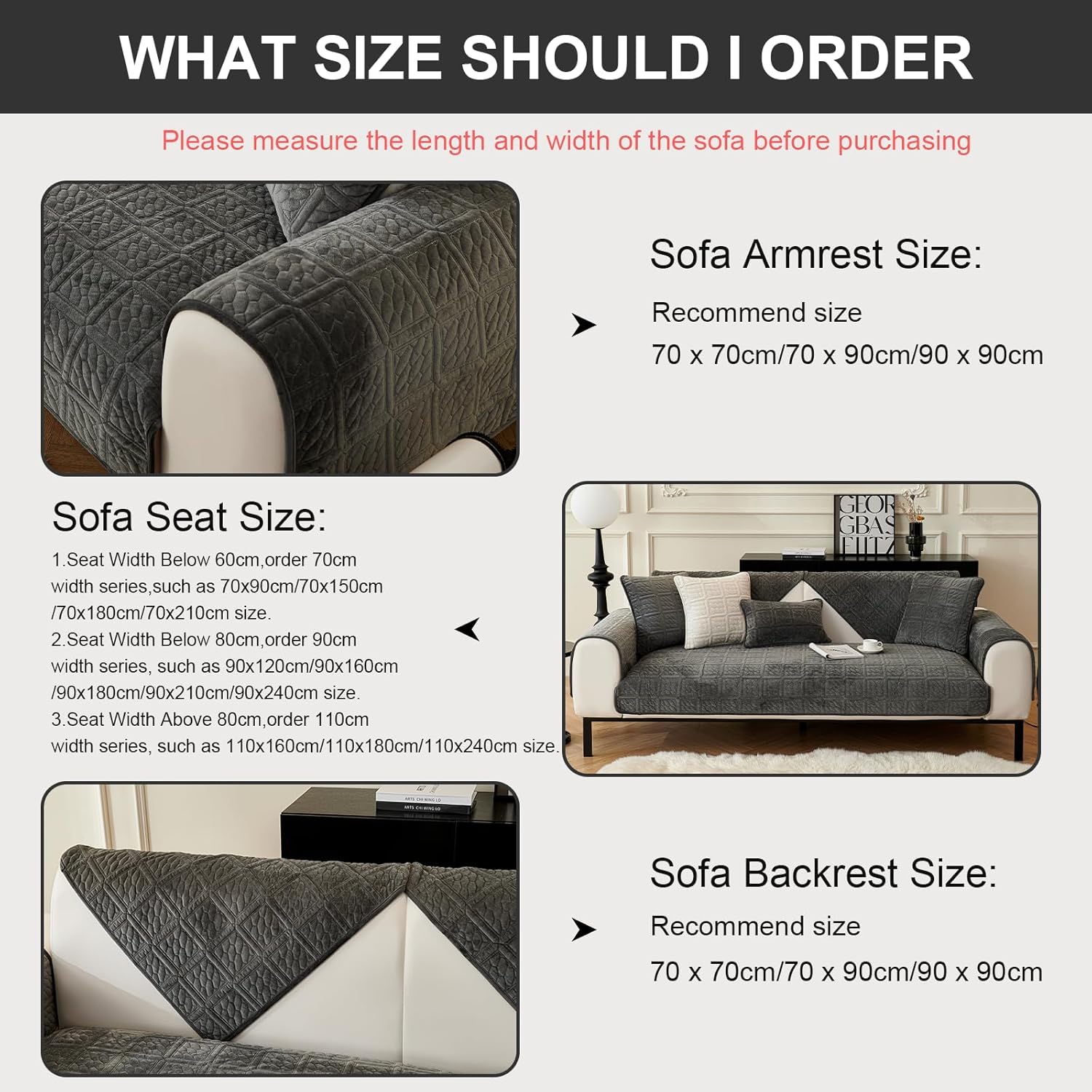 Detalle 2 de Upgrade Milchsamt Sofa-Überzug SHANNA für L-Sofa (Ecksofa) – Dunkelgrau, 70×90 cm