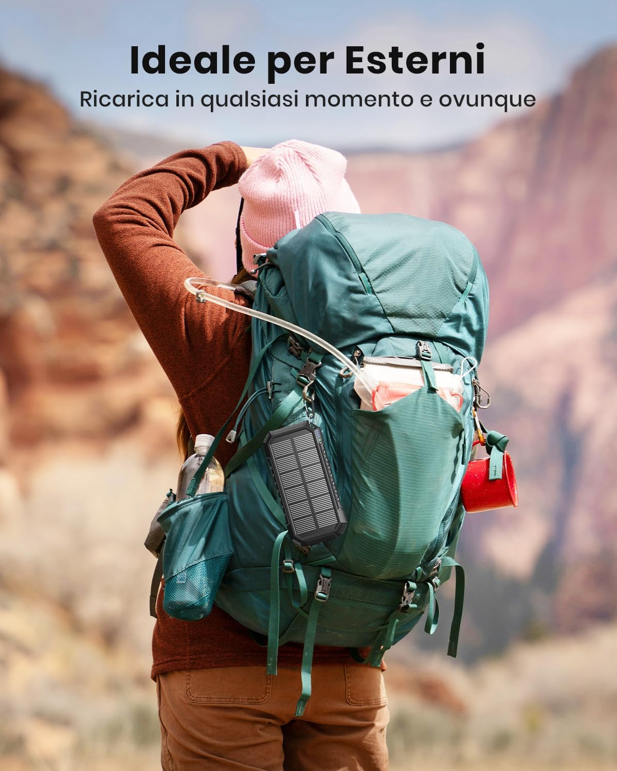 Thumbnail 6 de Power Bank Solar 20000mAh 15W con cavi integrati e torcia LED – Caricatore rapido portatile per iPhone e Android