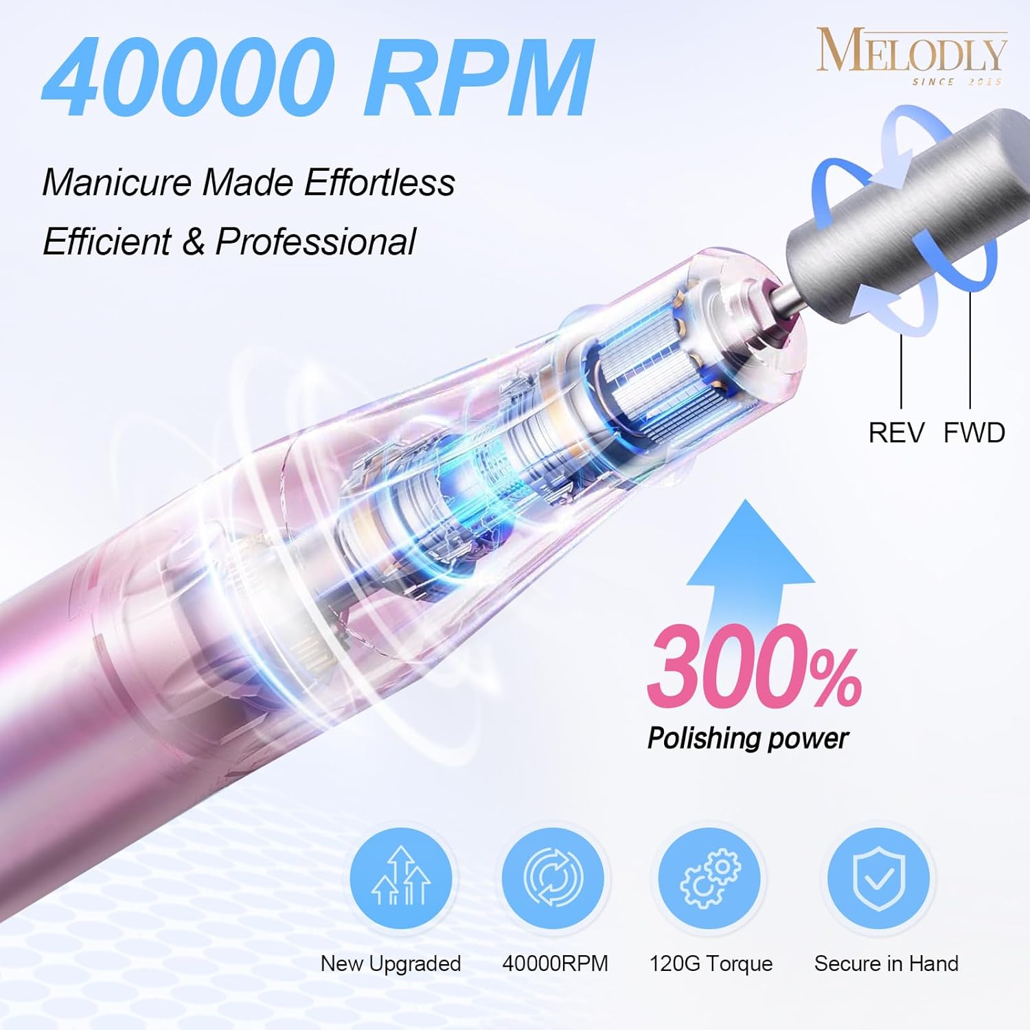 Thumbnail 2 de Melodly Electric Nail Drill 40000 RPM 💅