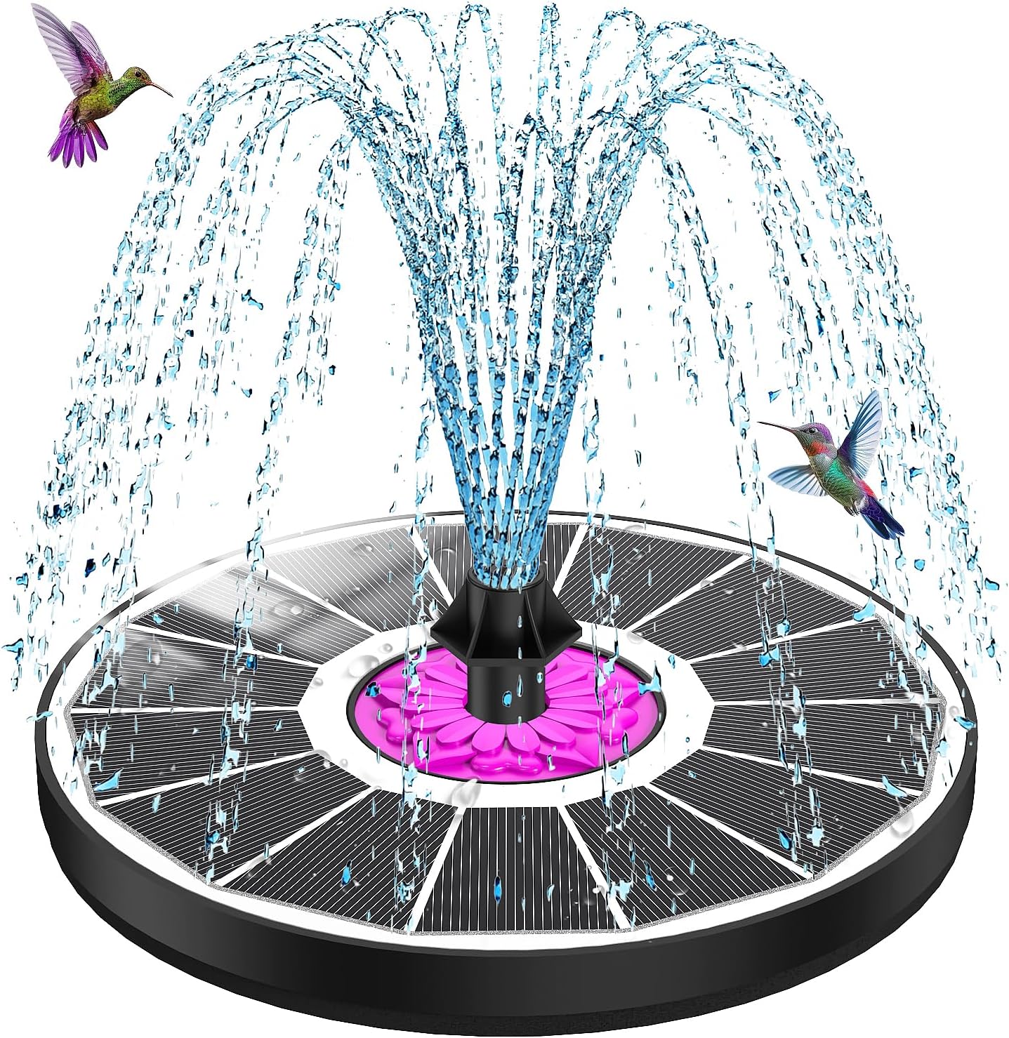 Thumbnail 6 de SZMP Solar Fountain with Flower (3.5W Glass Panel) – 7-nozzle, anti-drift Bird Bath Fountain
