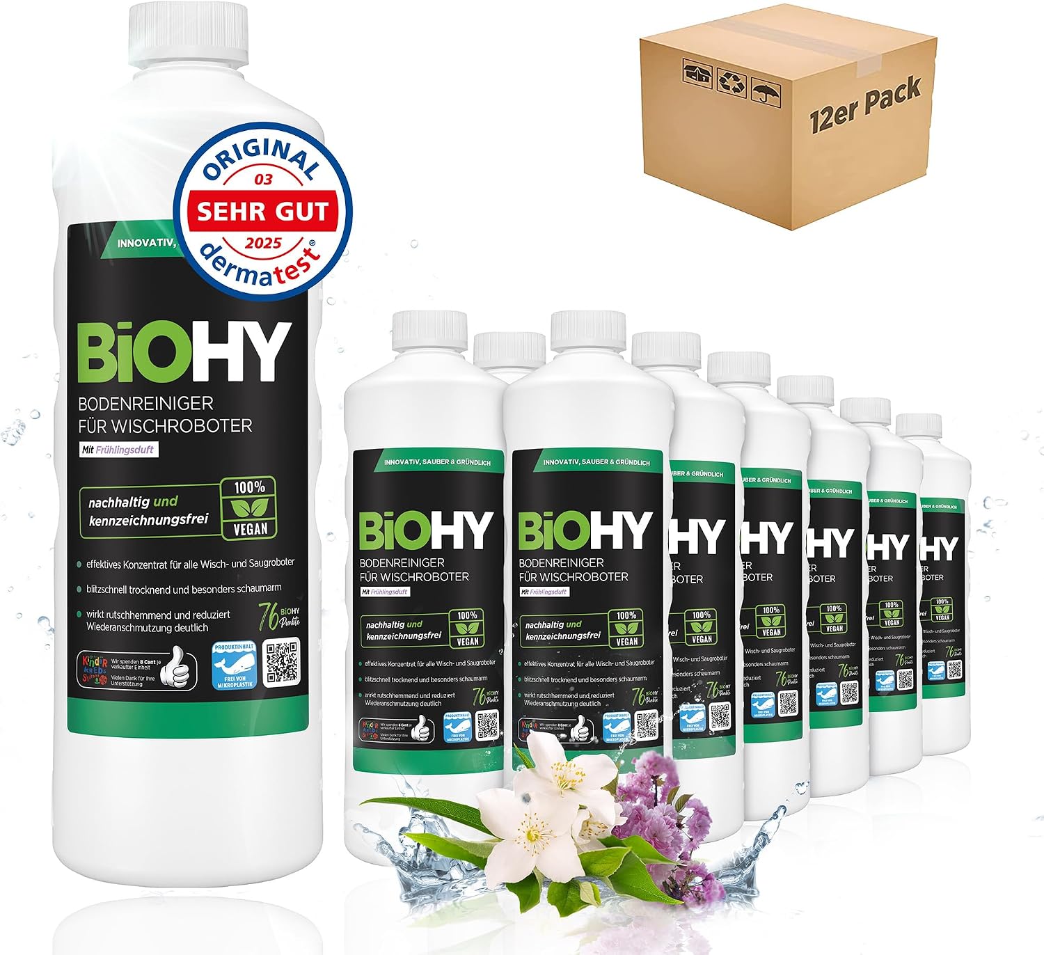 Detalle de BIOHY vloerreiniger voor dweilrobots, 12 x 1 liter, 1:200-concentraat