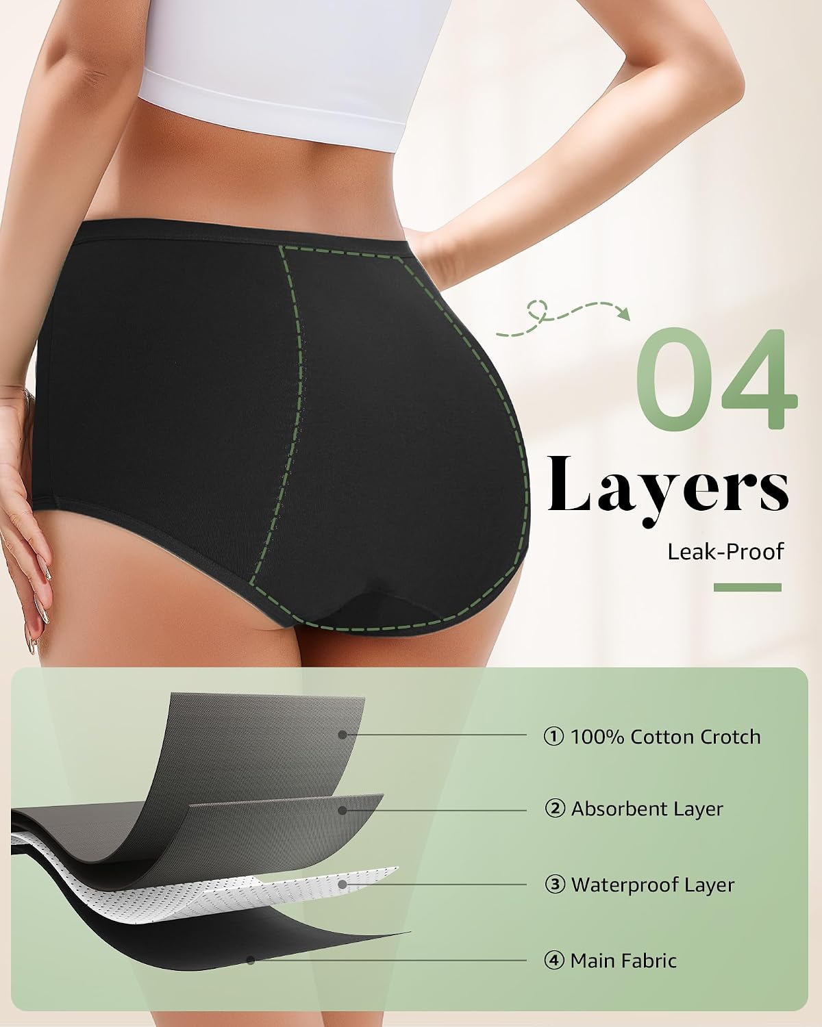 Detalle 2 de TANSTC Periodenunterwäsche High Waist 50 ml 🩲