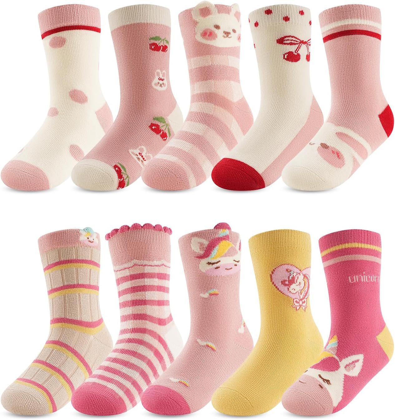 Detalle de Kyopp Chaussettes rigolotes Enfants – 10 paires, coton et animaux, unisexe 21-37
