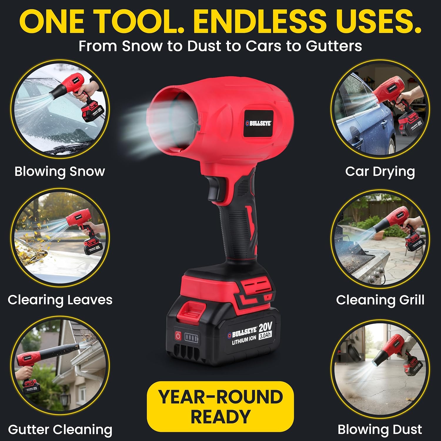 Thumbnail 4 de Bullseye Blower Cordless Leaf Blower (Handheld Turbo Jet) with 2 Batteries, 20V 350W