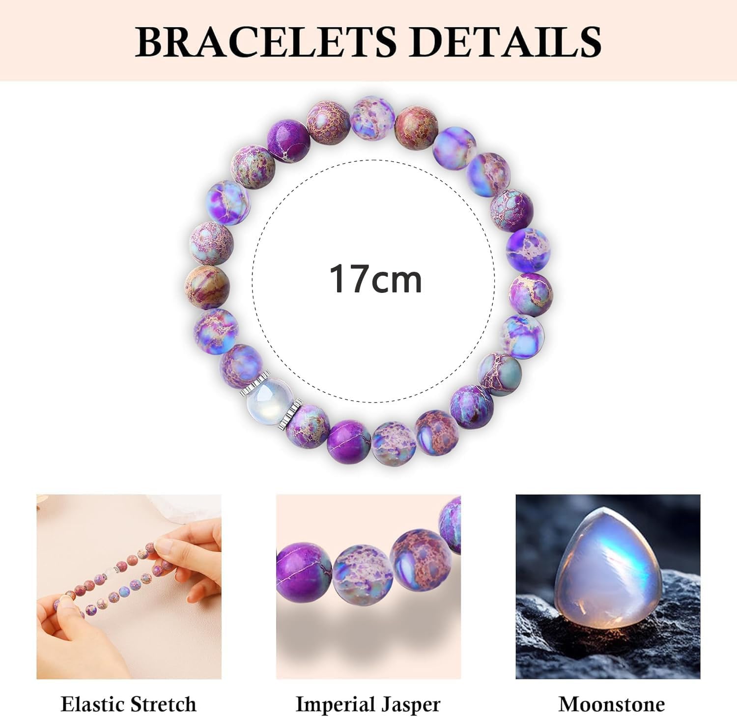 Thumbnail 4 de kiimiipa Armband aus Naturstein zum 50./60. Geburtstag für Frauen – mit Karte & Geschenkbox