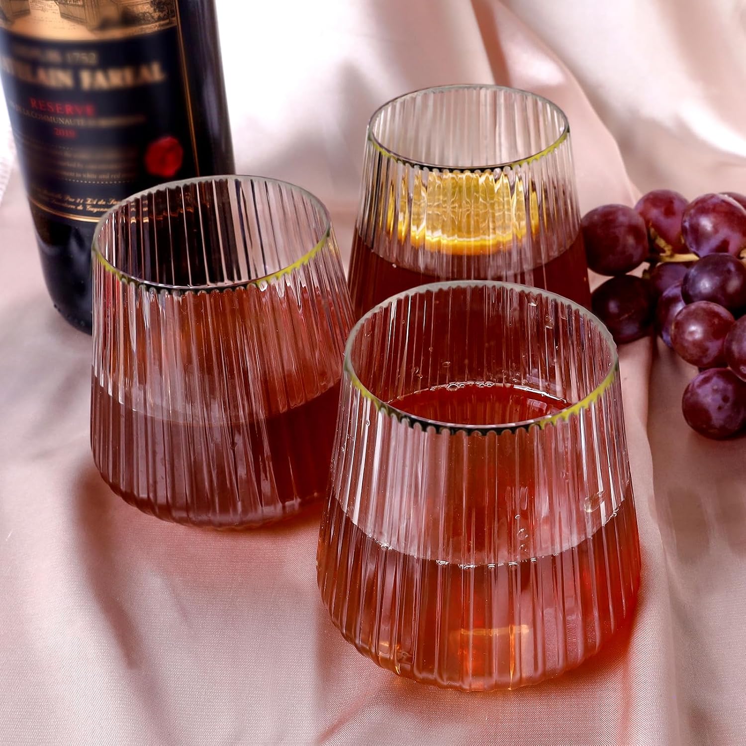 Detalle 2 de Lueumxc 14oz Ribbed Disposable Wine Glasses 🍷