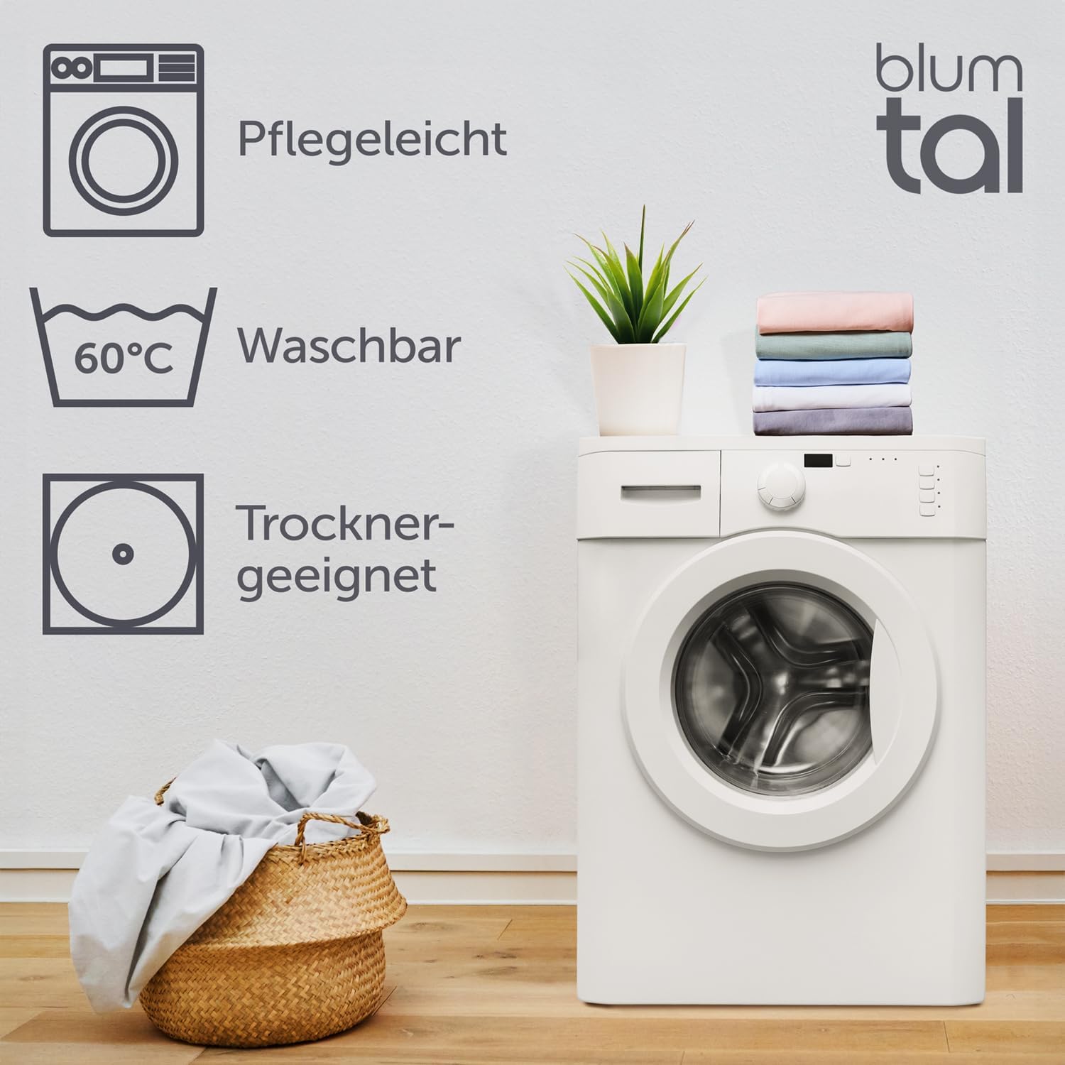 Thumbnail 4 de Blumtal Kissenbezug 60x60 cm im 2er-Set – Gelb, 100% Baumwoll-Jersey (Öko-Tex) mit Reißverschluss