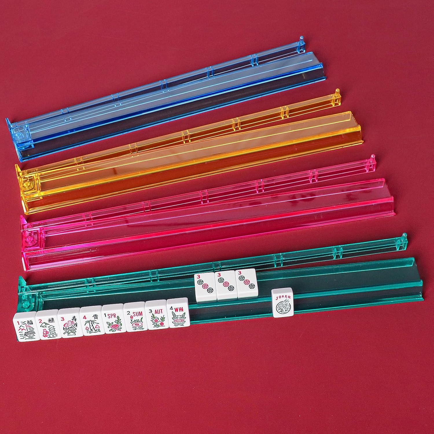 Thumbnail 6 de Jongyance American Mahjong Set (166 Tiles) with Blue/Red Carry Bag and All-in-One Racks