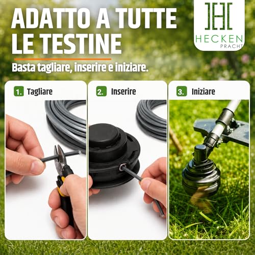 Detalle de Heckenpracht Filo decespugliatore con nucleo rinforzato 2 mm Ø x 50 m – Profilo a stella extra affilato