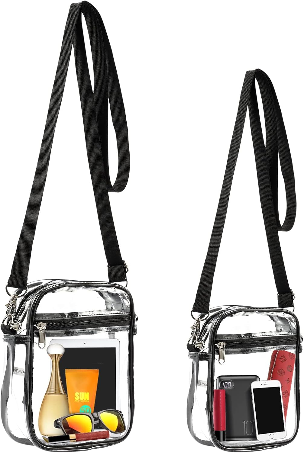 Detalle de Yizerel 2 Pack Clear Crossbody Bags – Stadium Approved with Front Pocket