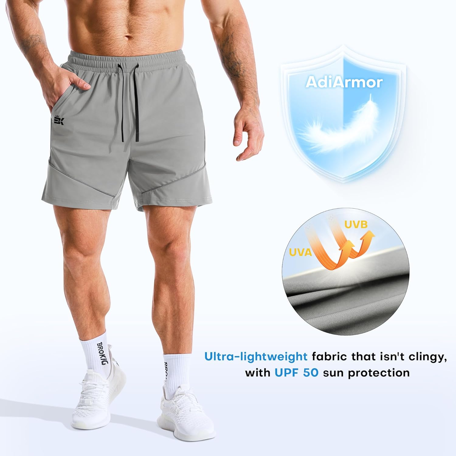 Thumbnail 3 de BROKIG Mens AdiArmor Gym Shorts: Lightweight, protective comfort for training and running