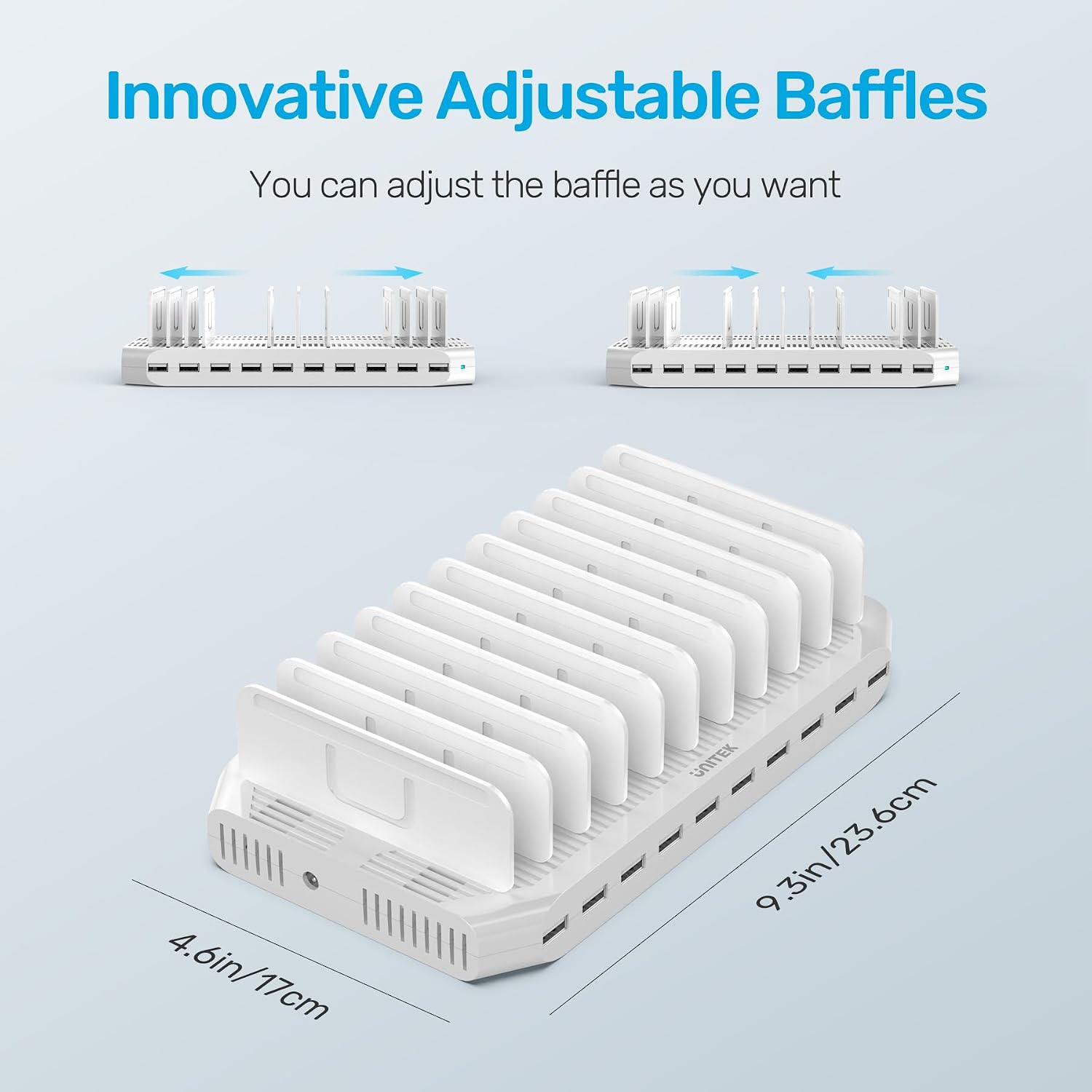 Detalle de Unitek Station de charge USB 10 ports 60W avec SmartIC
