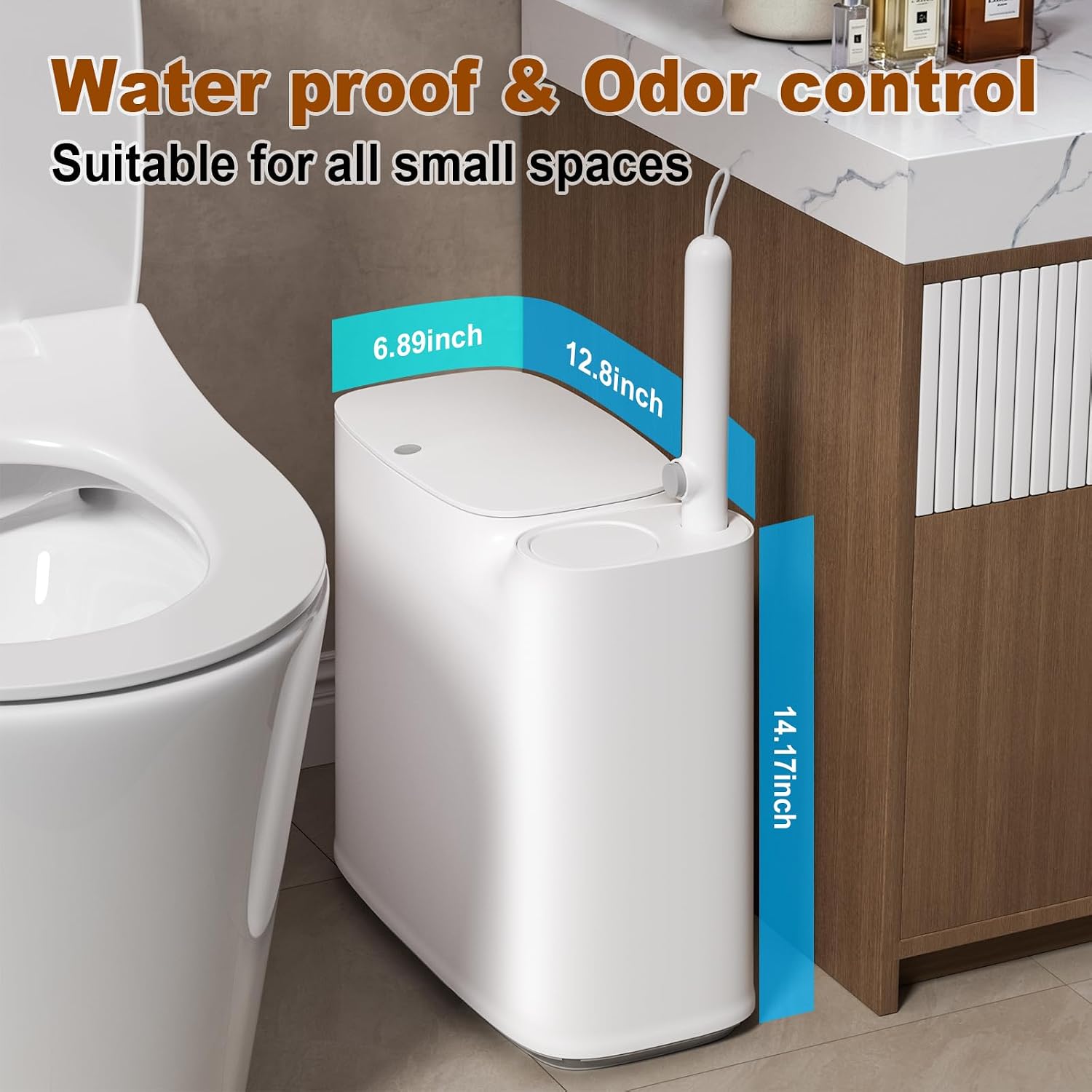 Detalle 2 de Bathroom Trash Can and Disposable Toilet Brush Set, 3-Gallon
