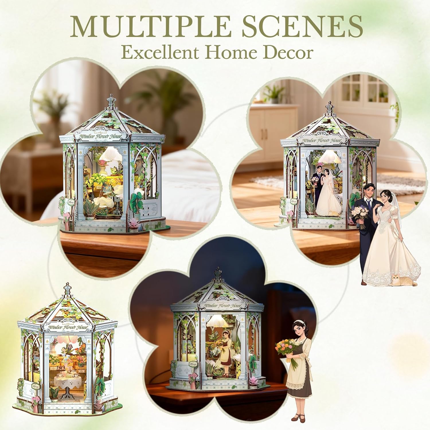 Thumbnail 3 de Cutefun DIY Miniature House Windsor Flower House: casa delle bambole in legno con luci LED