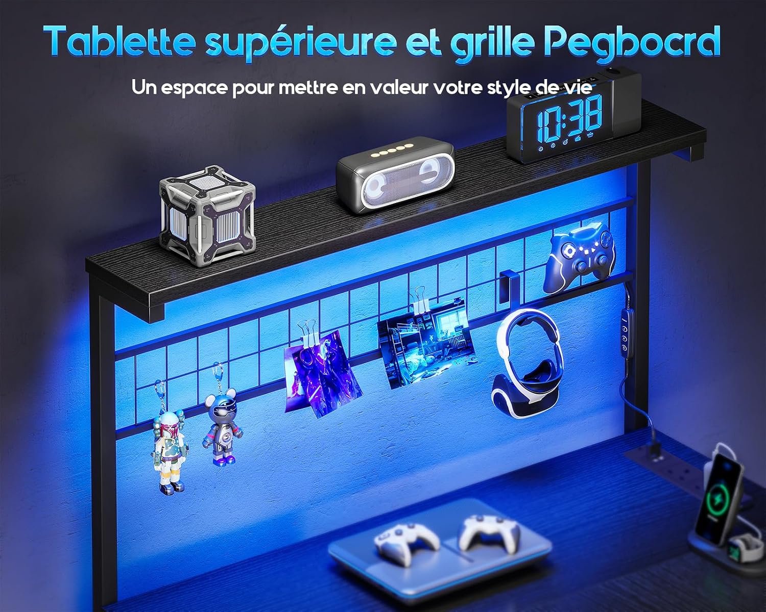 Detalle 2 de Coleshome ZJZ-ZSJ4C gamingbureau 130 x 100 cm met omkeerbare L-vorm en led
