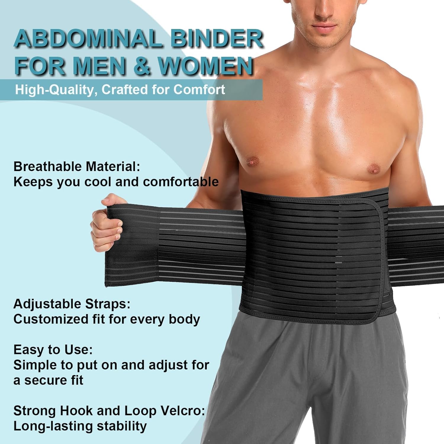 Detalle 2 de MAMODY Abdominal Binder, XL Adjustable Waist Support Belt in Black