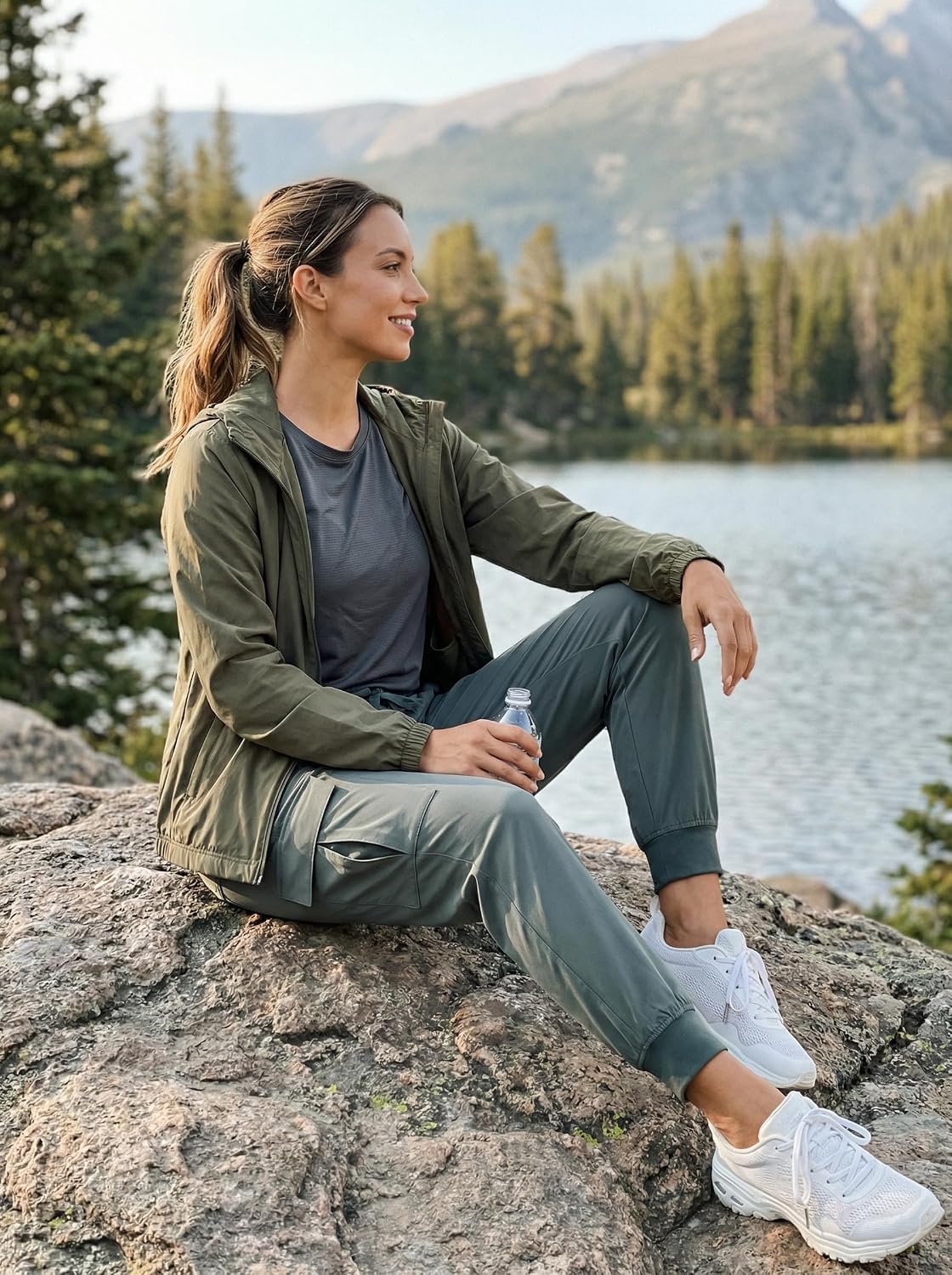 Detalle de Pantalon de randonnée femme Libin léger, imperméable et séchage rapide