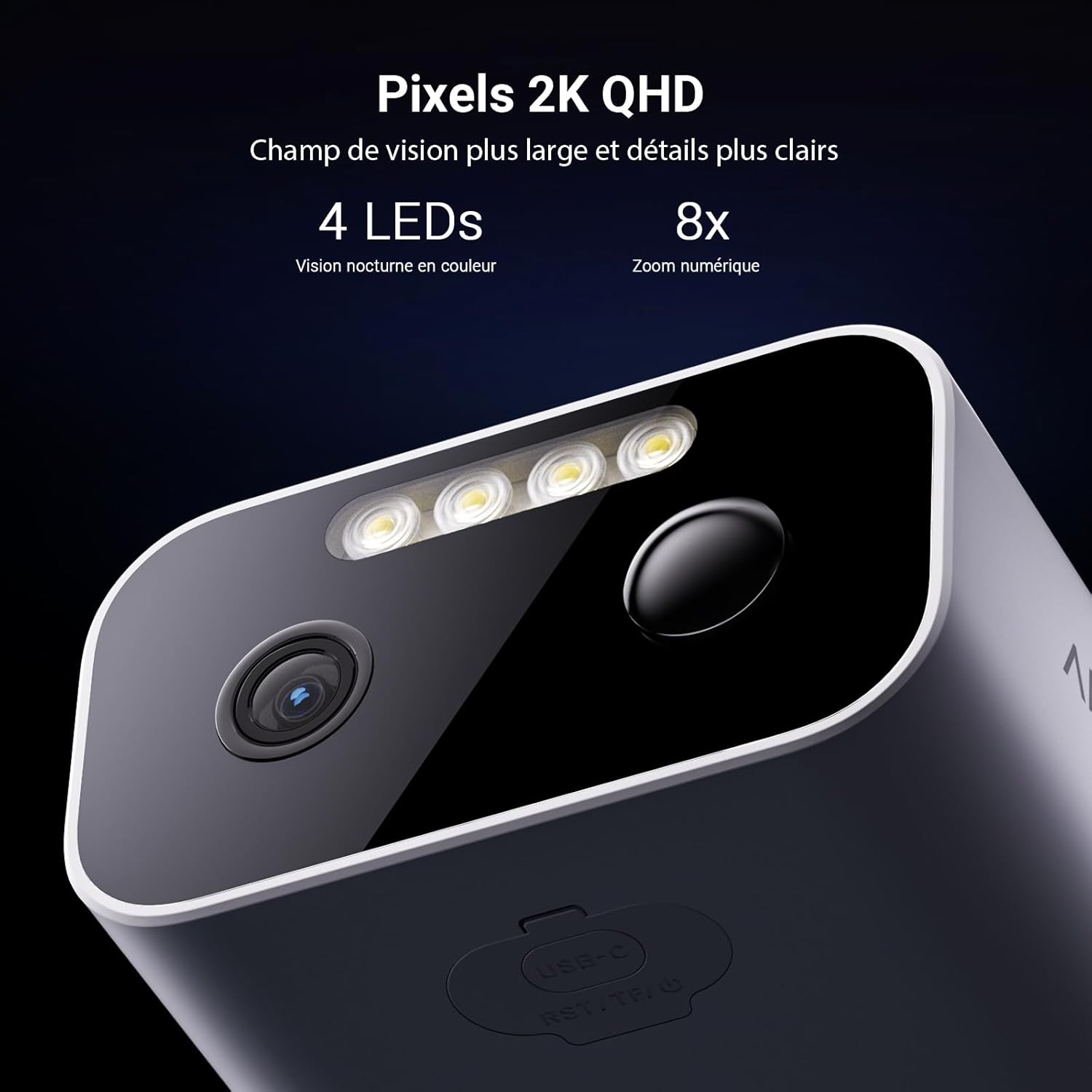 Thumbnail 4 de ANSQUE ANSQUE 2K 3MP : kit WiFi extérieur sans abonnement, 2 caméras + station, vision nocturne couleur et stockage local 32 Go