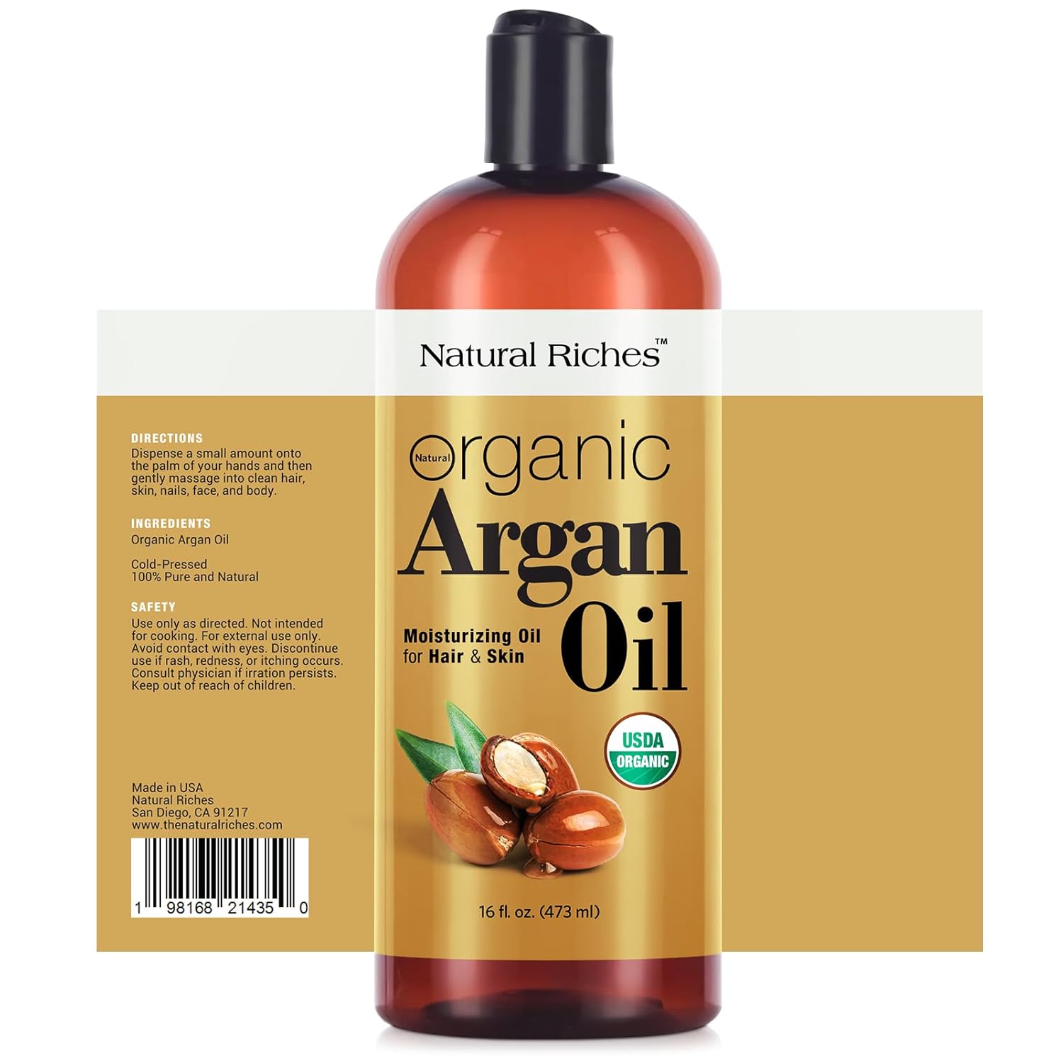 Thumbnail 1 de Natural Riches Organic Argan Oil of Morocco (16oz) Deep Moisturizing Hair Oil Serum