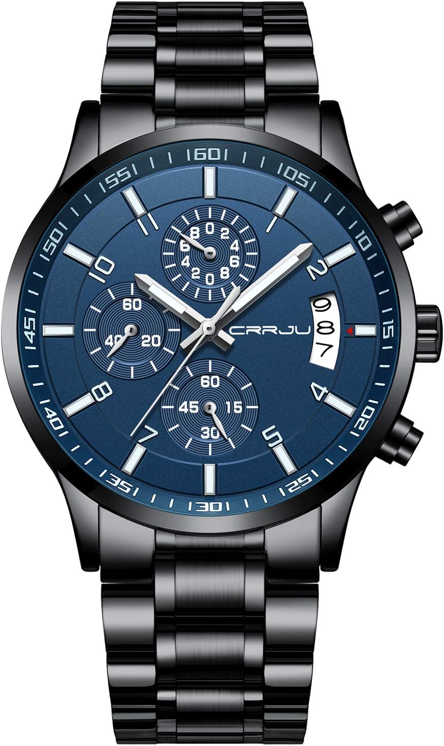 Detalle de CRRJU Herren Uhr Business 30 m wasserdicht