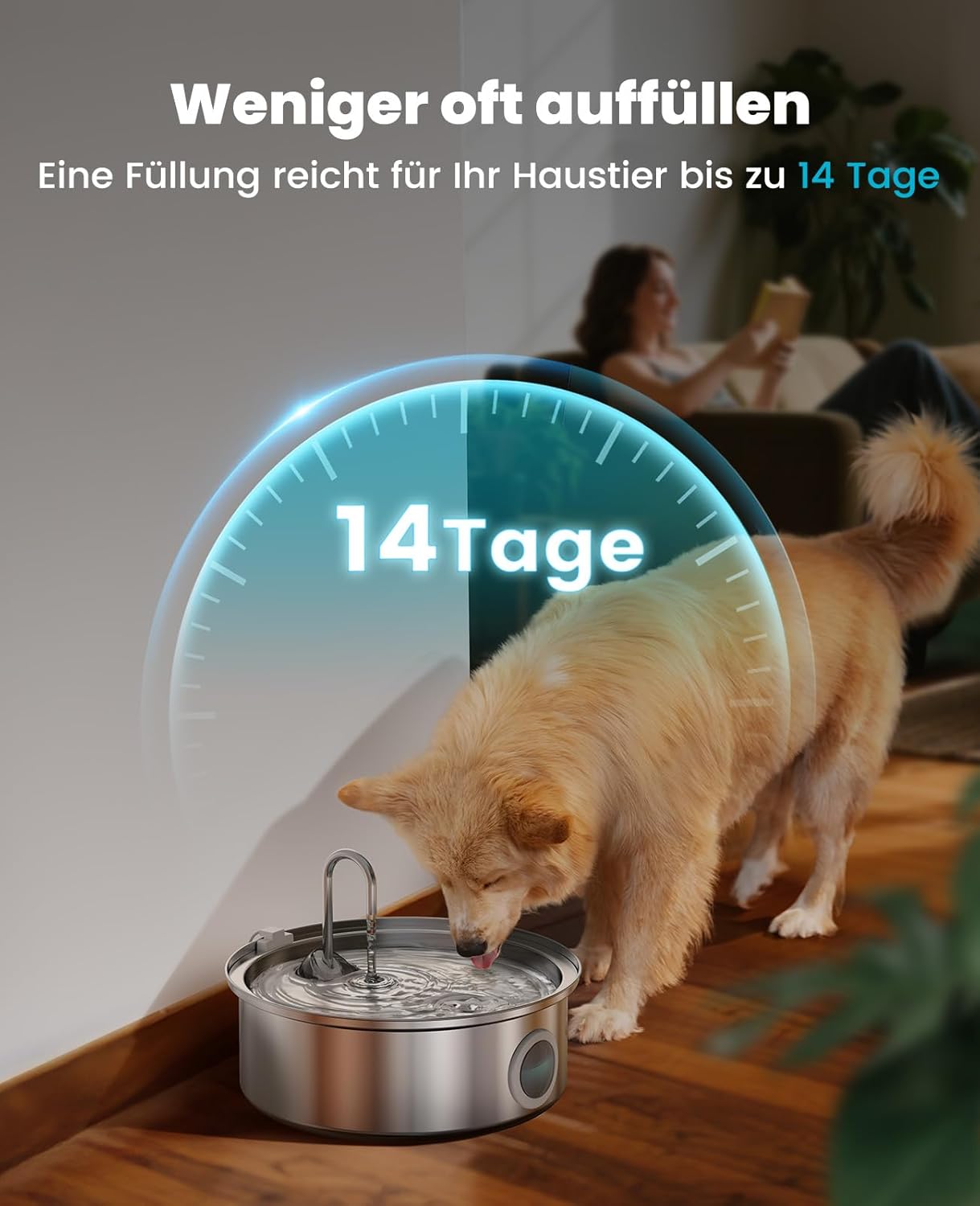 Detalle de oneisall 7L Trinkbrunnen für Hunde mit LED