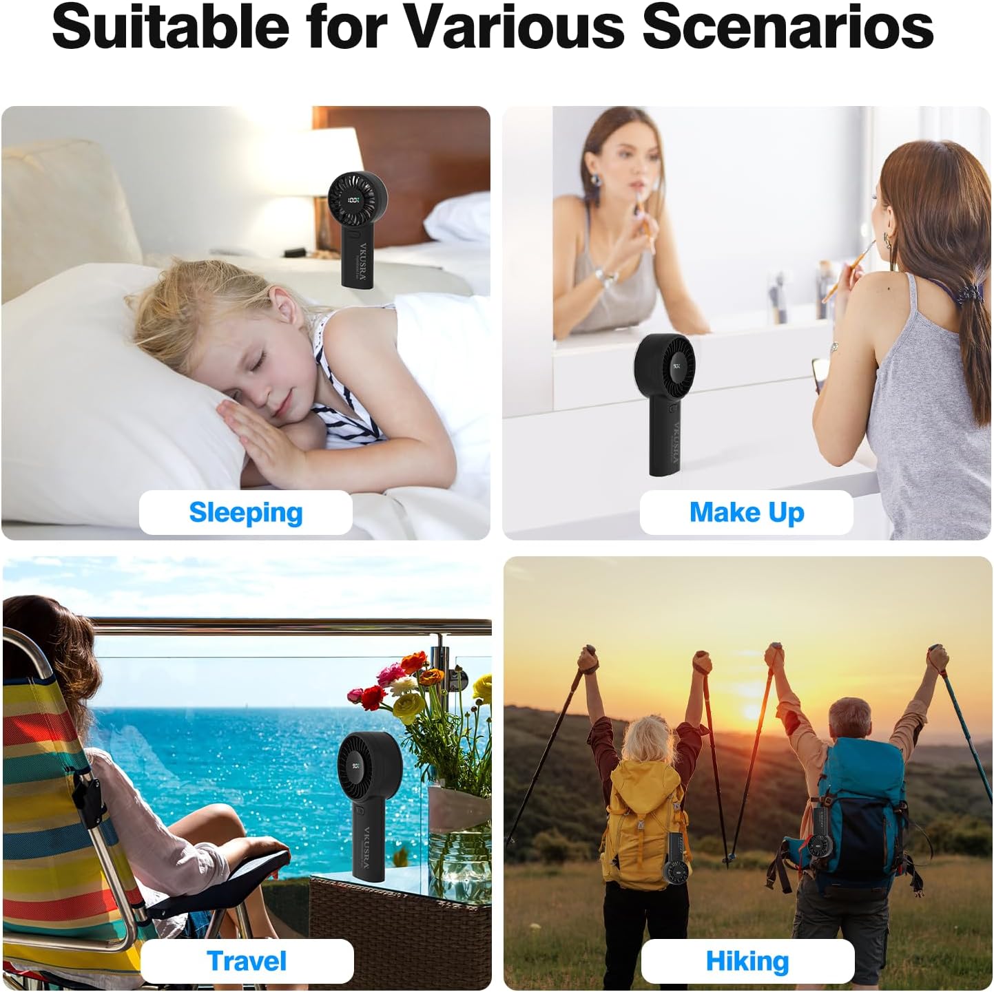 Thumbnail 6 de VKUSRA Portable Handheld Fan — Powerful 6000mAh USB Fan with Dual Airflow and Large LED Display