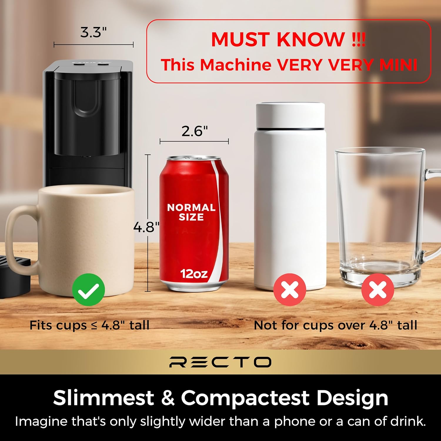 Detalle de CHULUX RectoCafé Espresso Machine for Nespresso Original Capsules – Ultra-Compact 20 Bar, 1200W