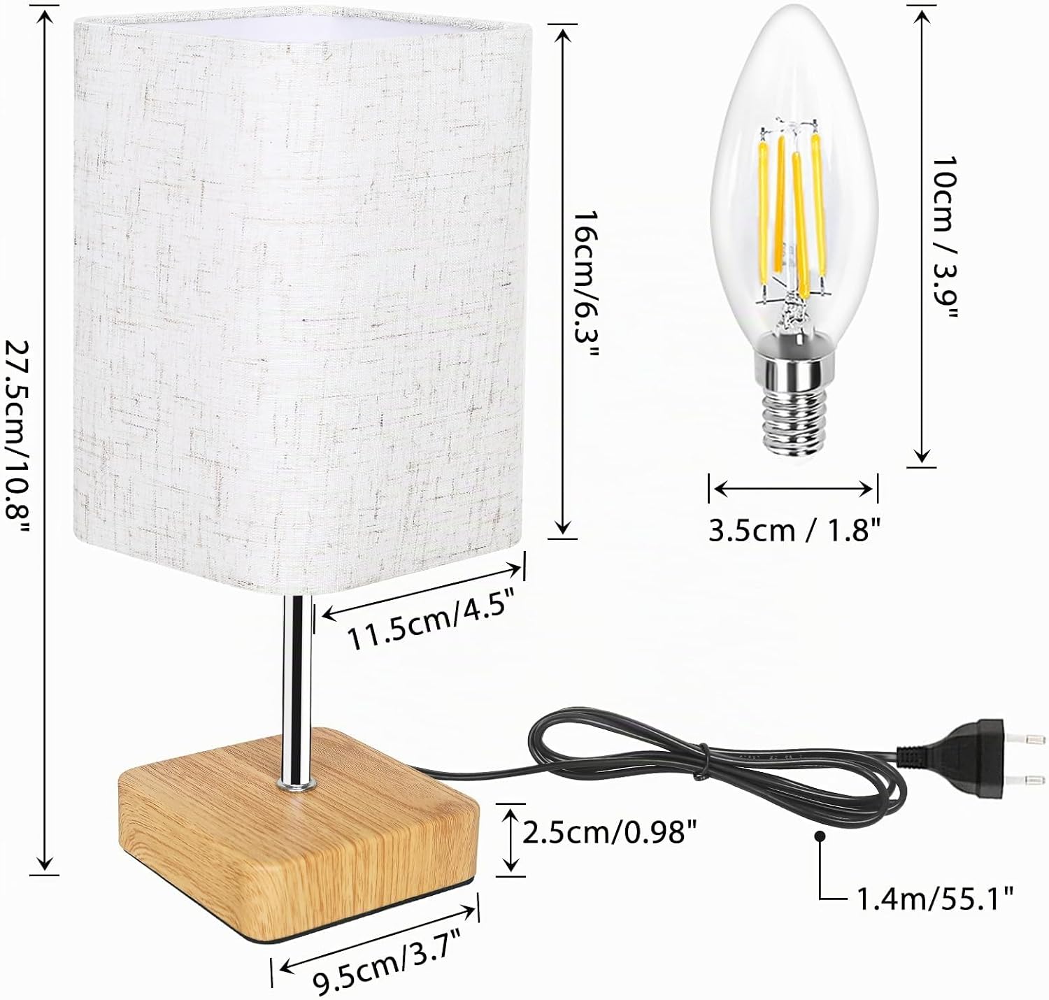 Thumbnail 4 de Jayencer CT4 touch-dimbare tafellamp met linnen kap en E14-ledlamp
