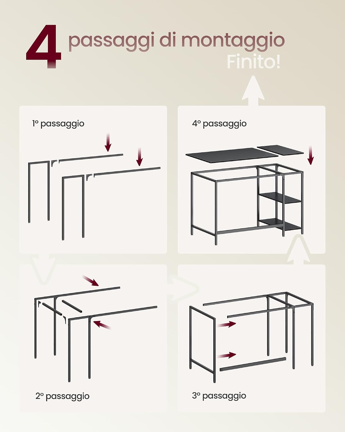 Thumbnail 6 de VASAGLE Scrivania per computer LWD047B16 120 x 60 cm in nero ebano, tavolo da lavoro stabile per ufficio e casa
